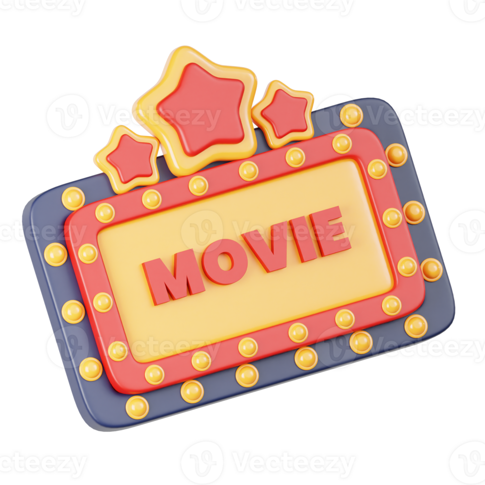 Cinema Sign Board 3d illustration png