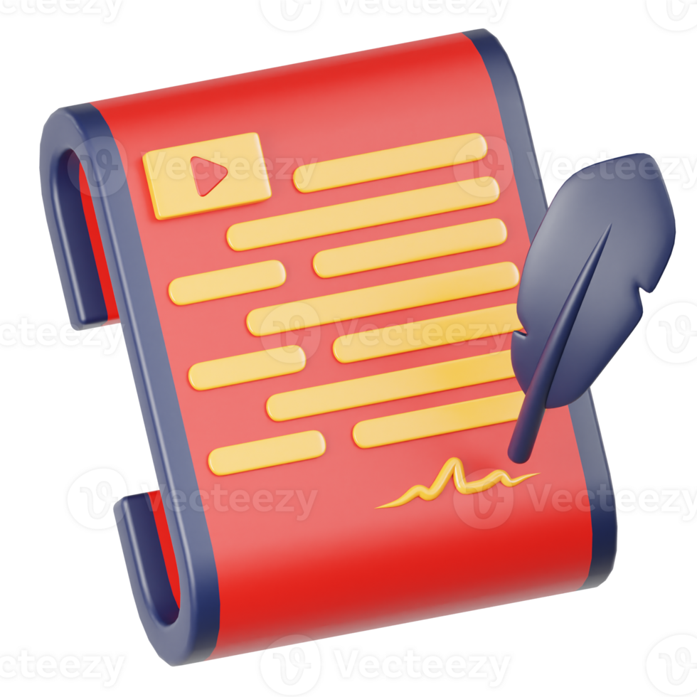 Movie Script 3d illustration png