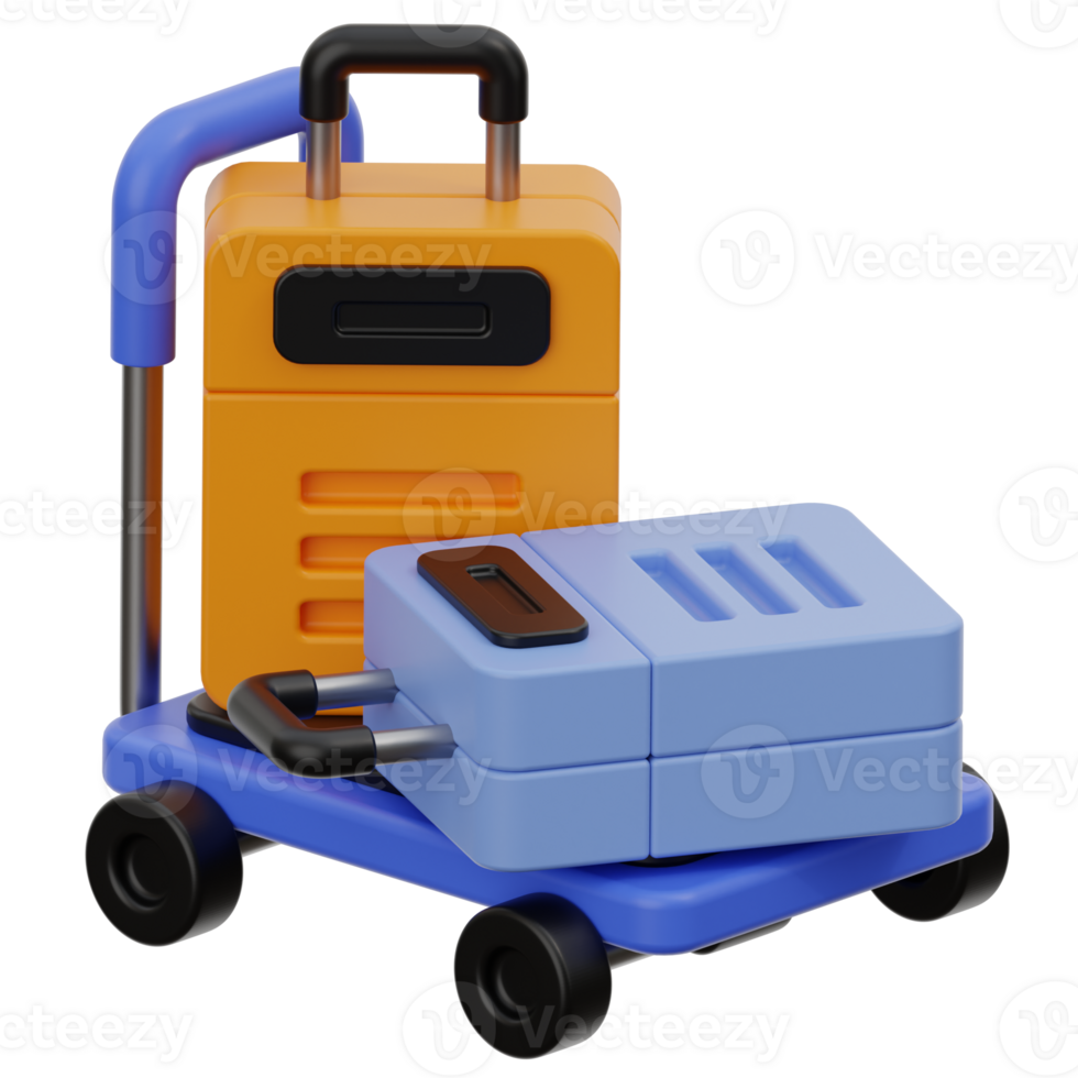 Luggage Cart 3d illustration png