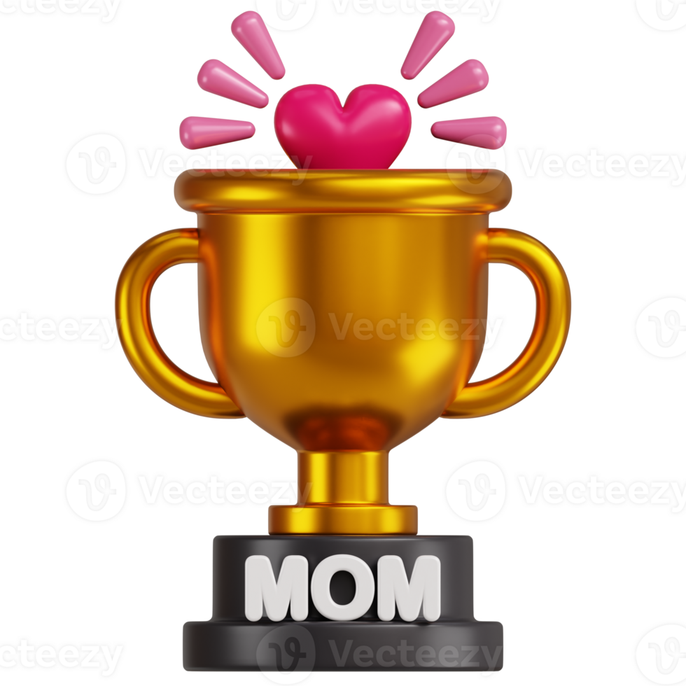 Mom Trophy 3d illustration png