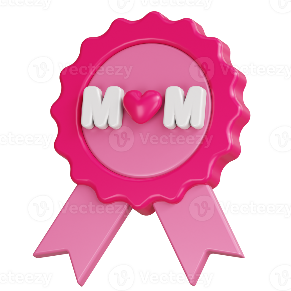 Mother Badge 3d illustration png