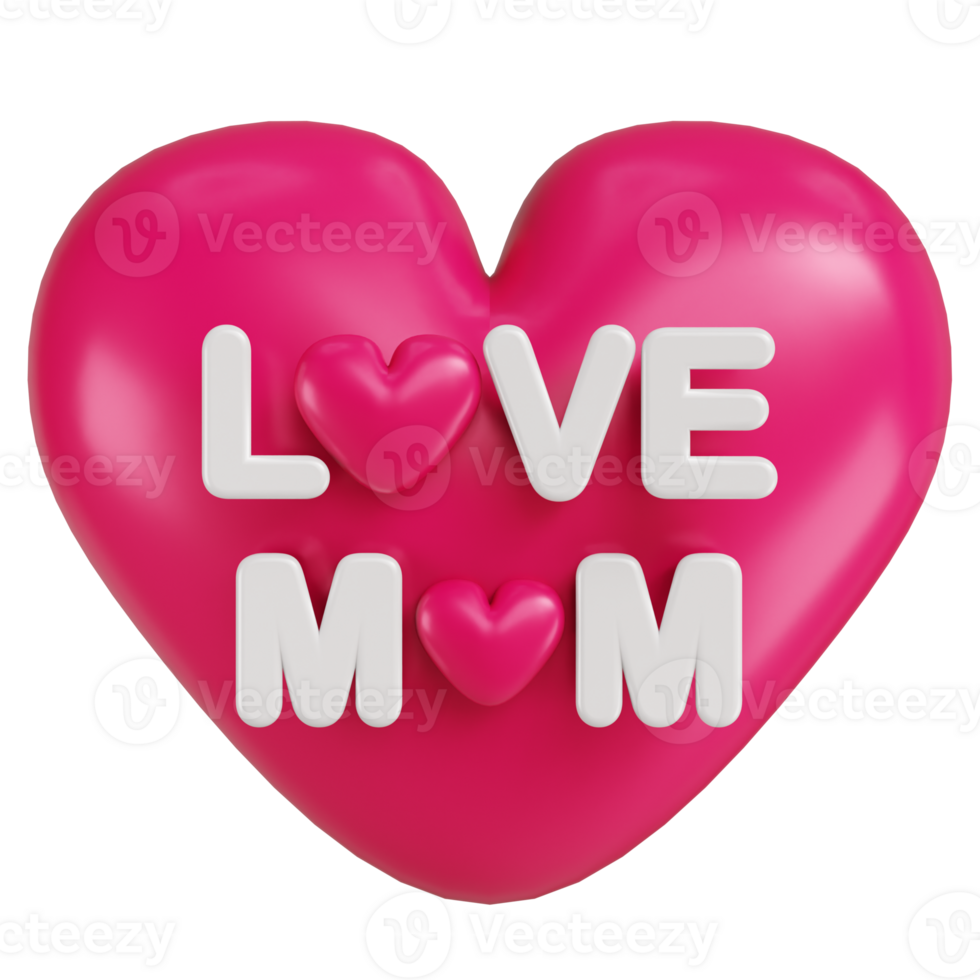 Love Mom 3d illustration png