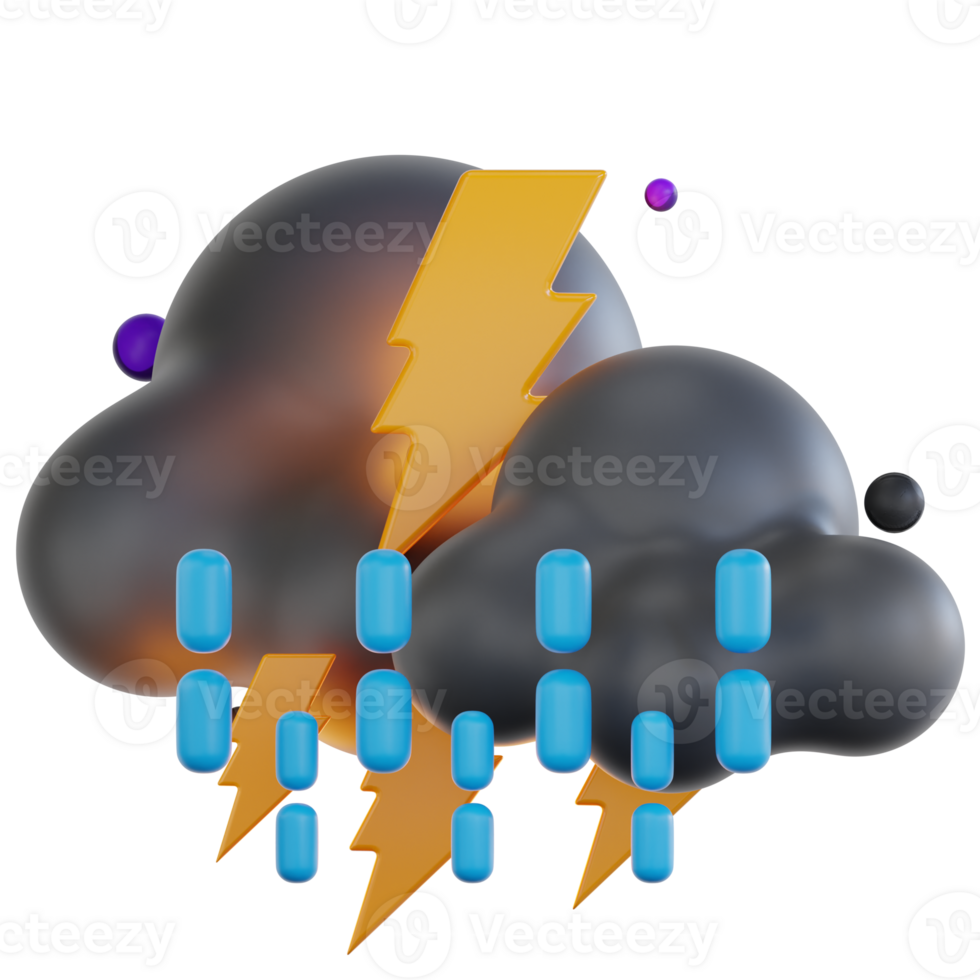 Drizzling With Thunder 3d illustration png