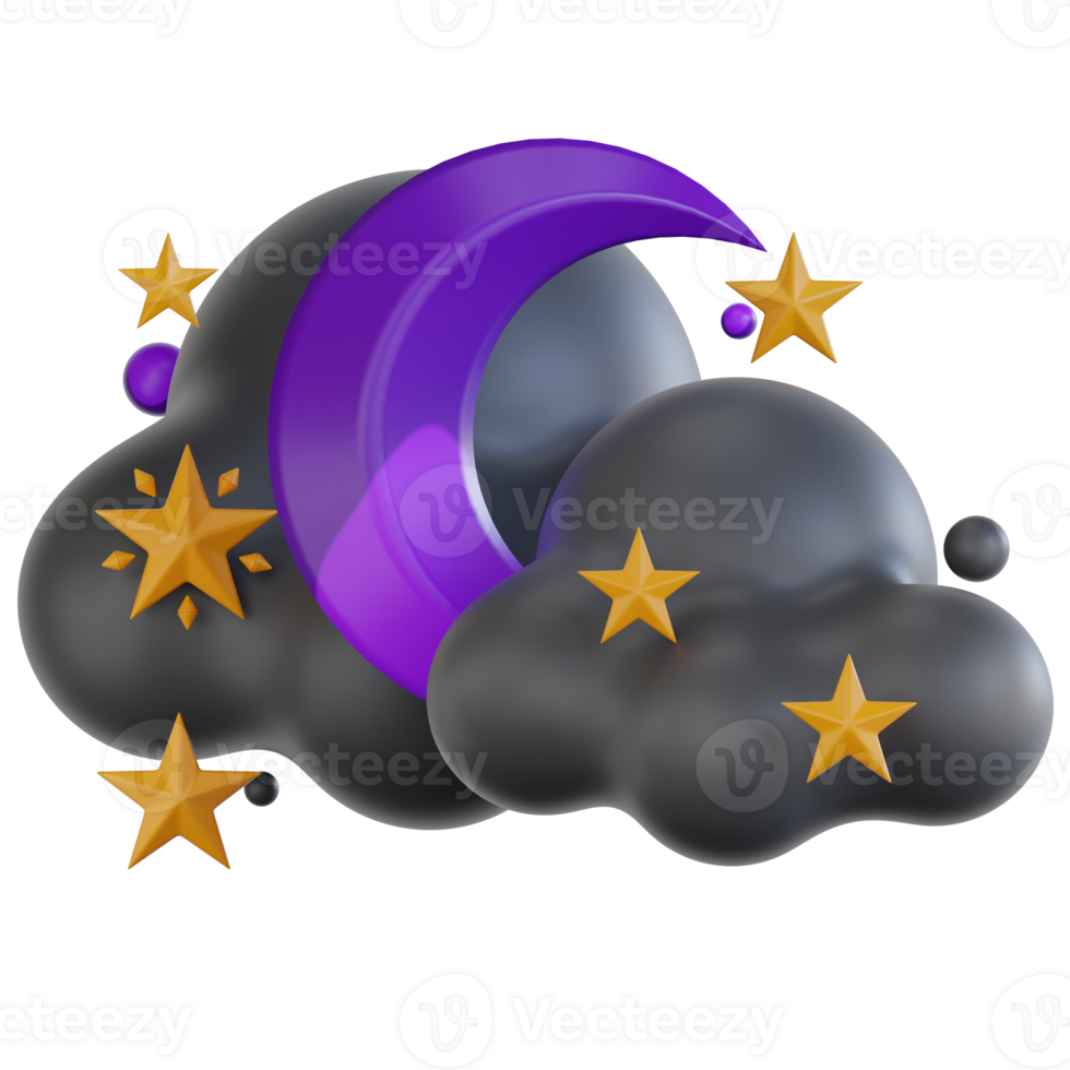 Cloudy Night With Stars 3d illustration png