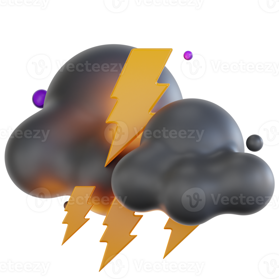 Cloudy Thunderstorm 3d illustration png