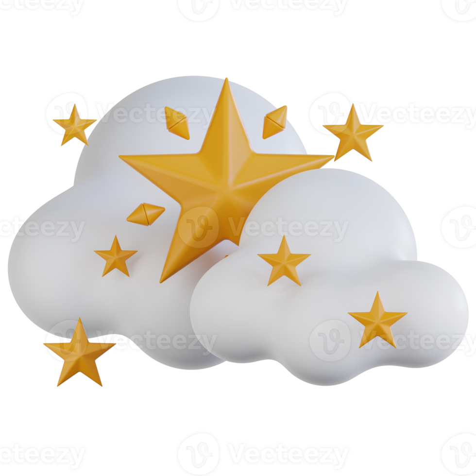 Cloud With Stars 3d illustration png