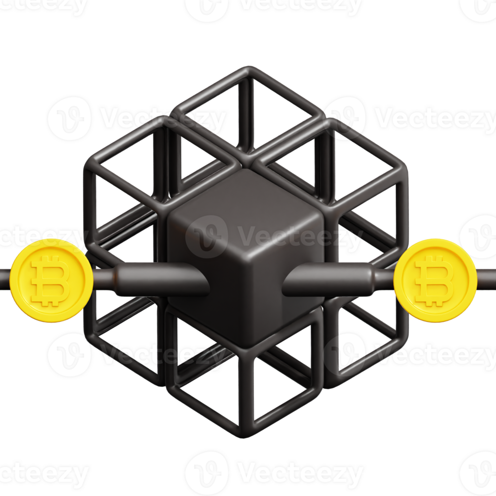 Blockchain System 3d illustration png
