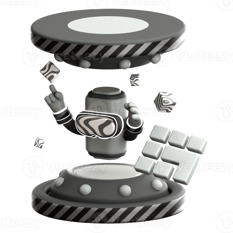 Virtual Robot 3d illustration png