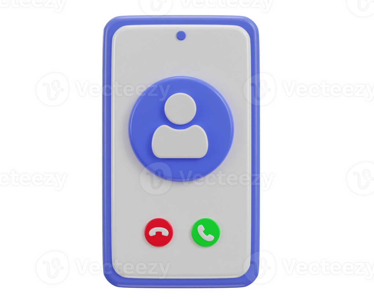 3d phone call icon with user icon illustration png