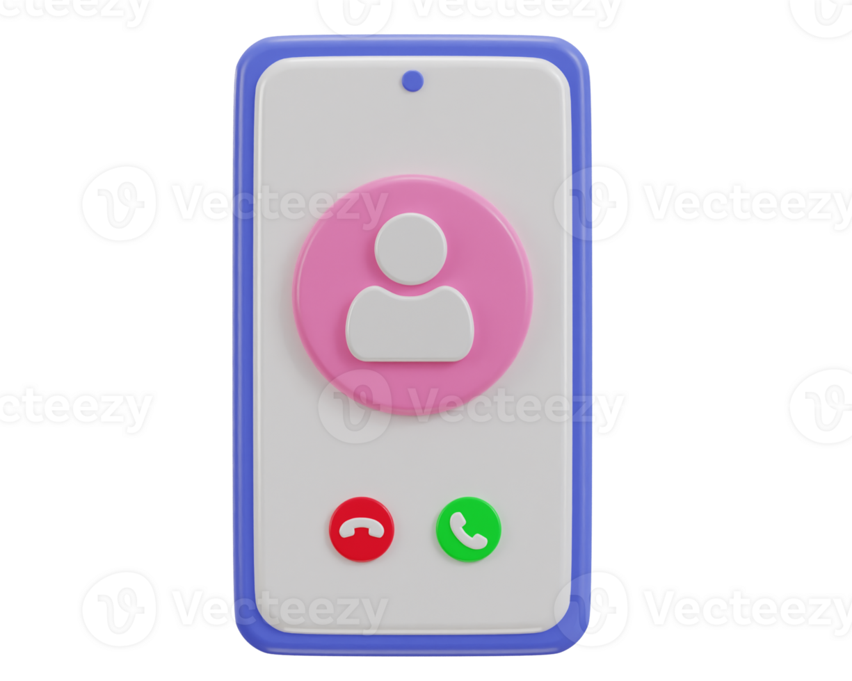 3d phone call icon with user icon illustration png