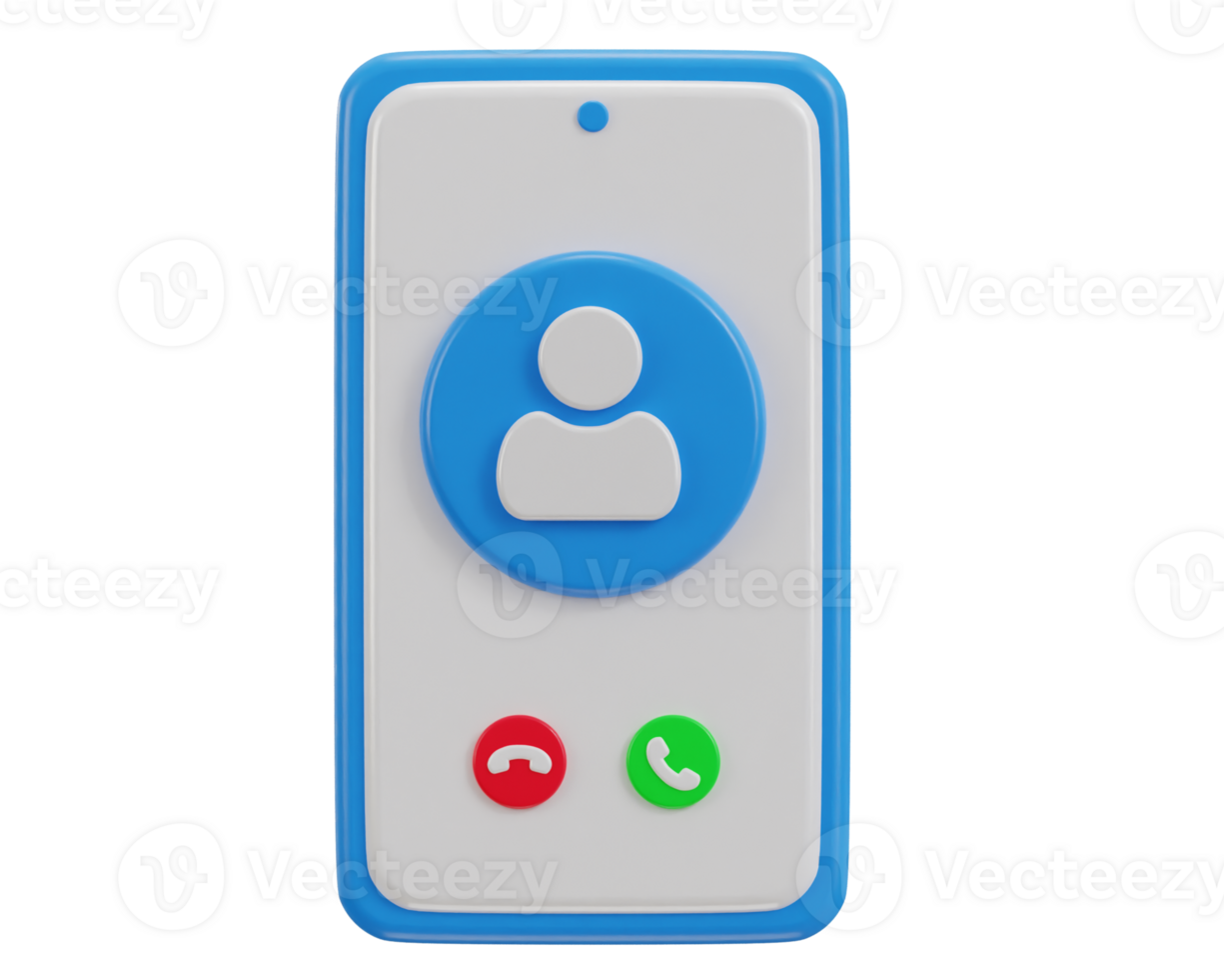 3d phone call icon with user icon illustration png
