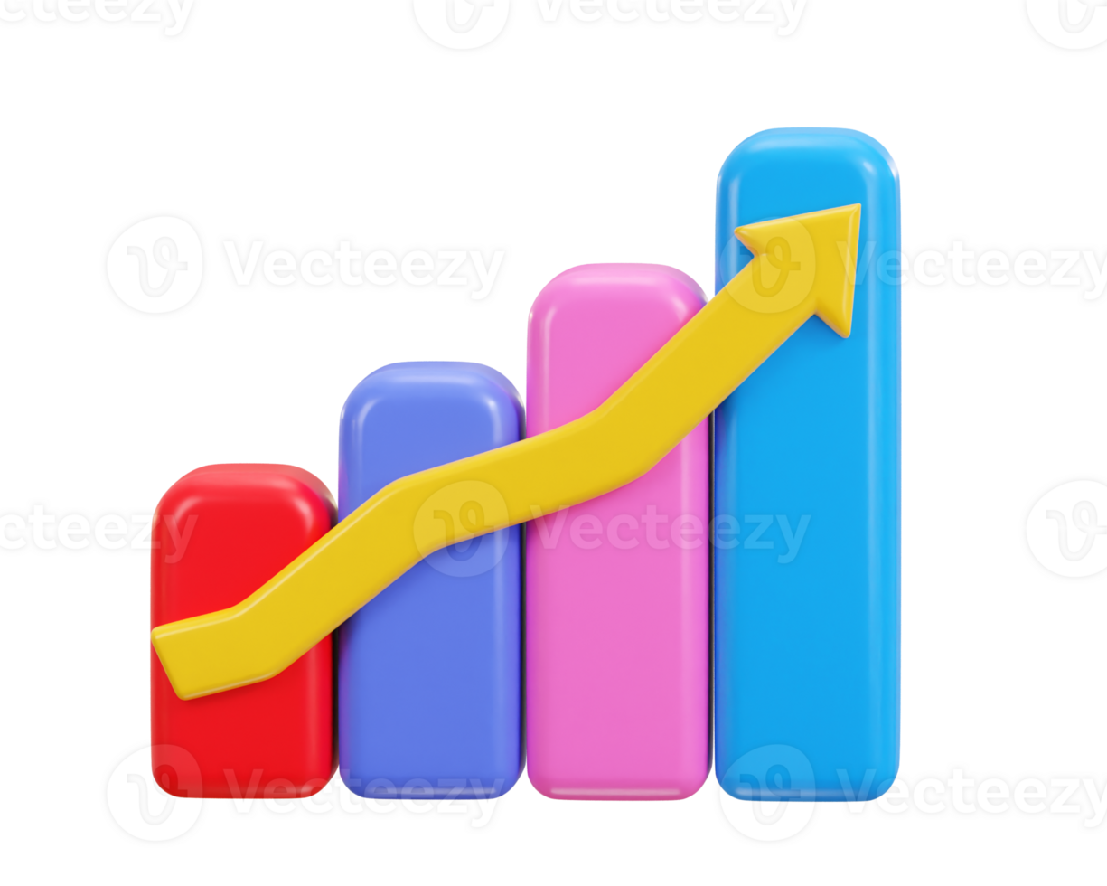 bar chart icon growth graph 3d icon illustration png