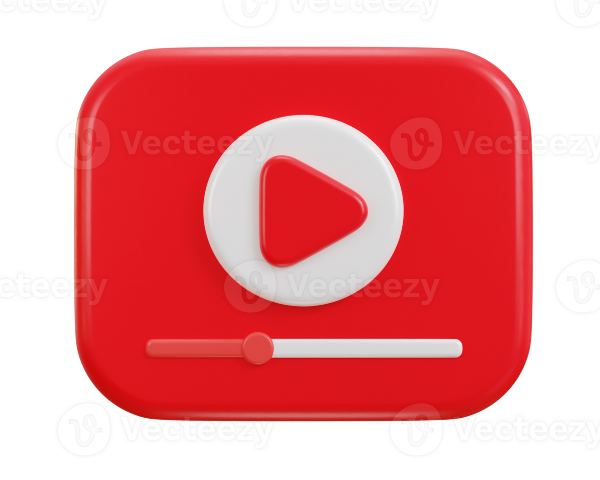 3d youtube play button icon illustration png