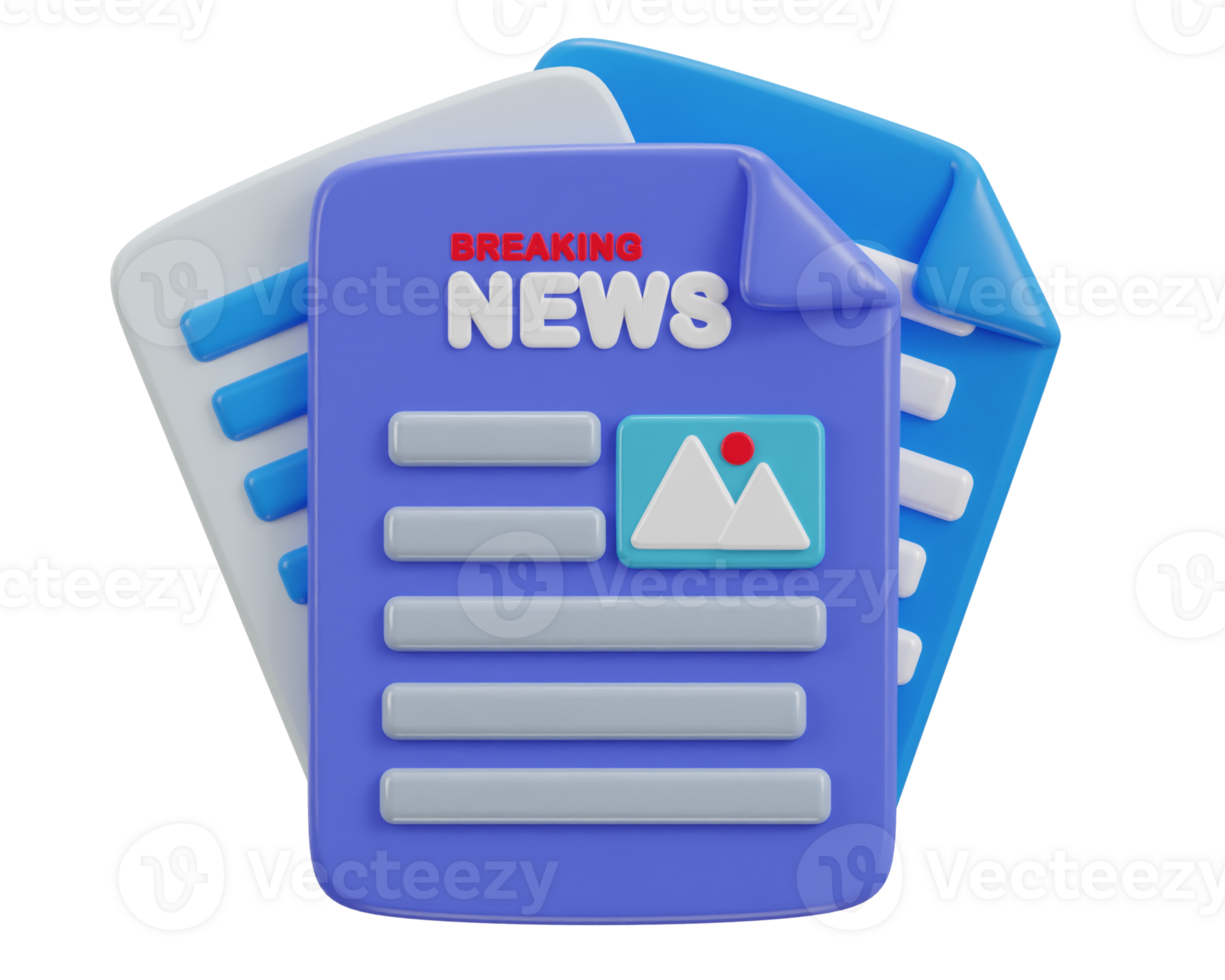 3d breaking newspaper icon illustration png