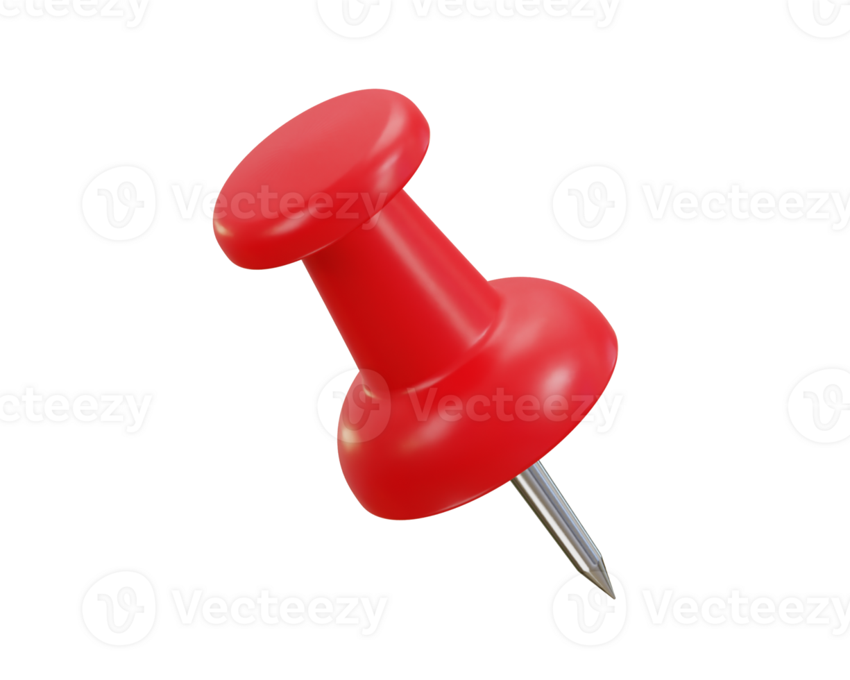 red pushpin icon 3d rendering illustration png