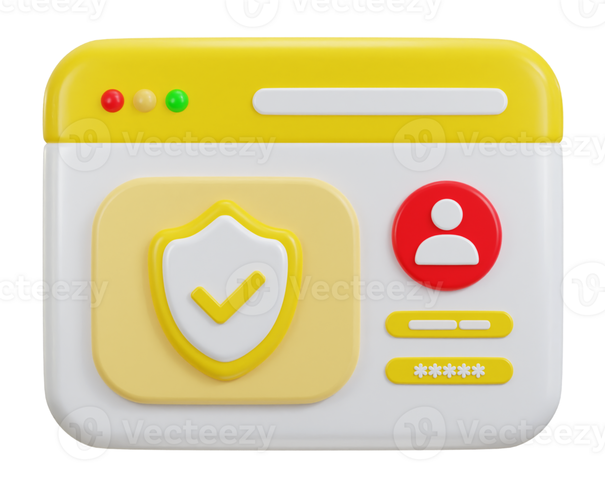 Login and password safety verification user authorization web security concept 3d icon illustration png