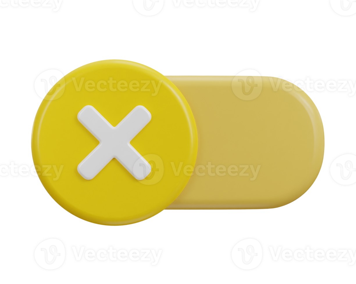 3d toggle switch off button with cross mark icon illustration png