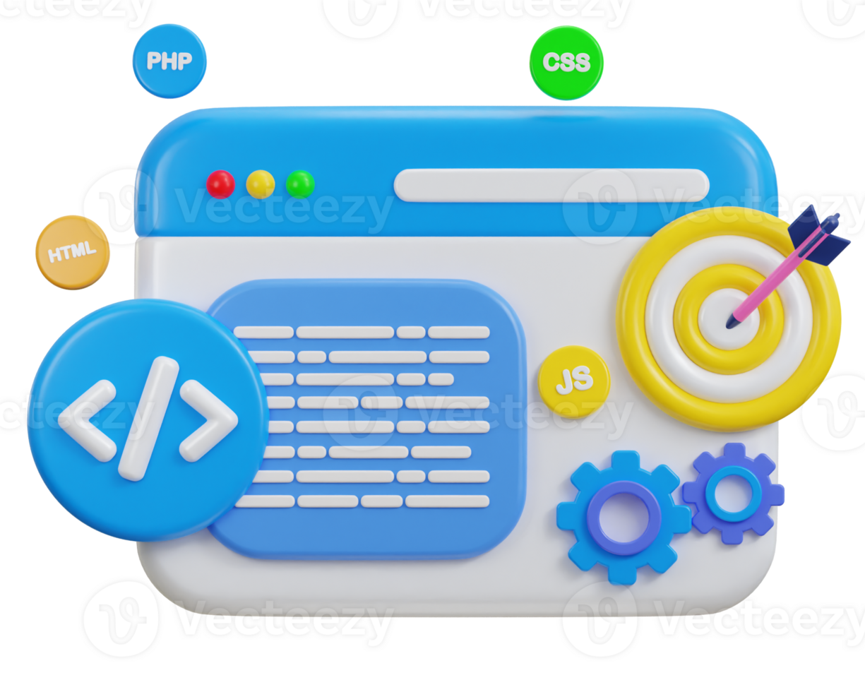 3d programming icon symbol of software and web development illustration png