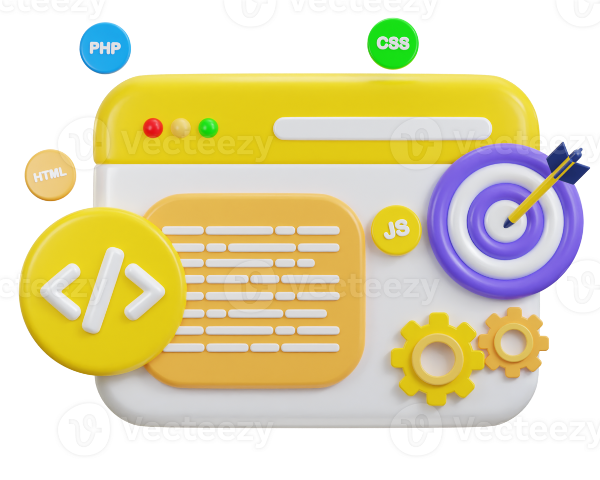 3d programming icon symbol of software and web development illustration png