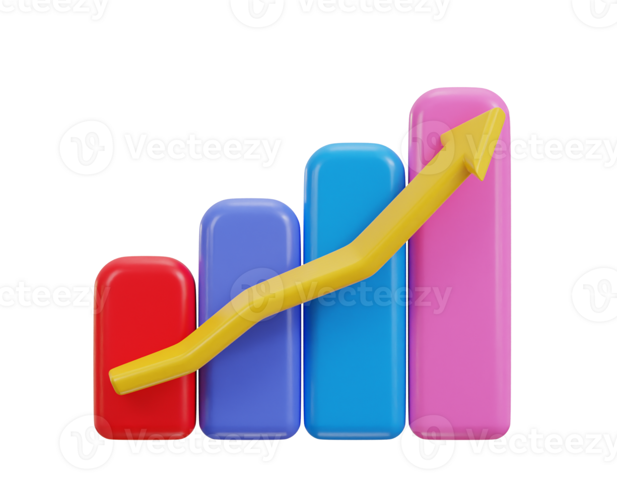 graph growth icon 3d rendering illustration png