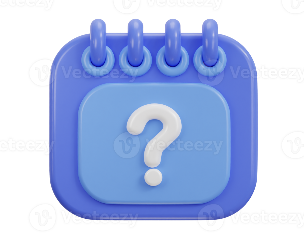 3d calendar with question mark date schedule problem icon png