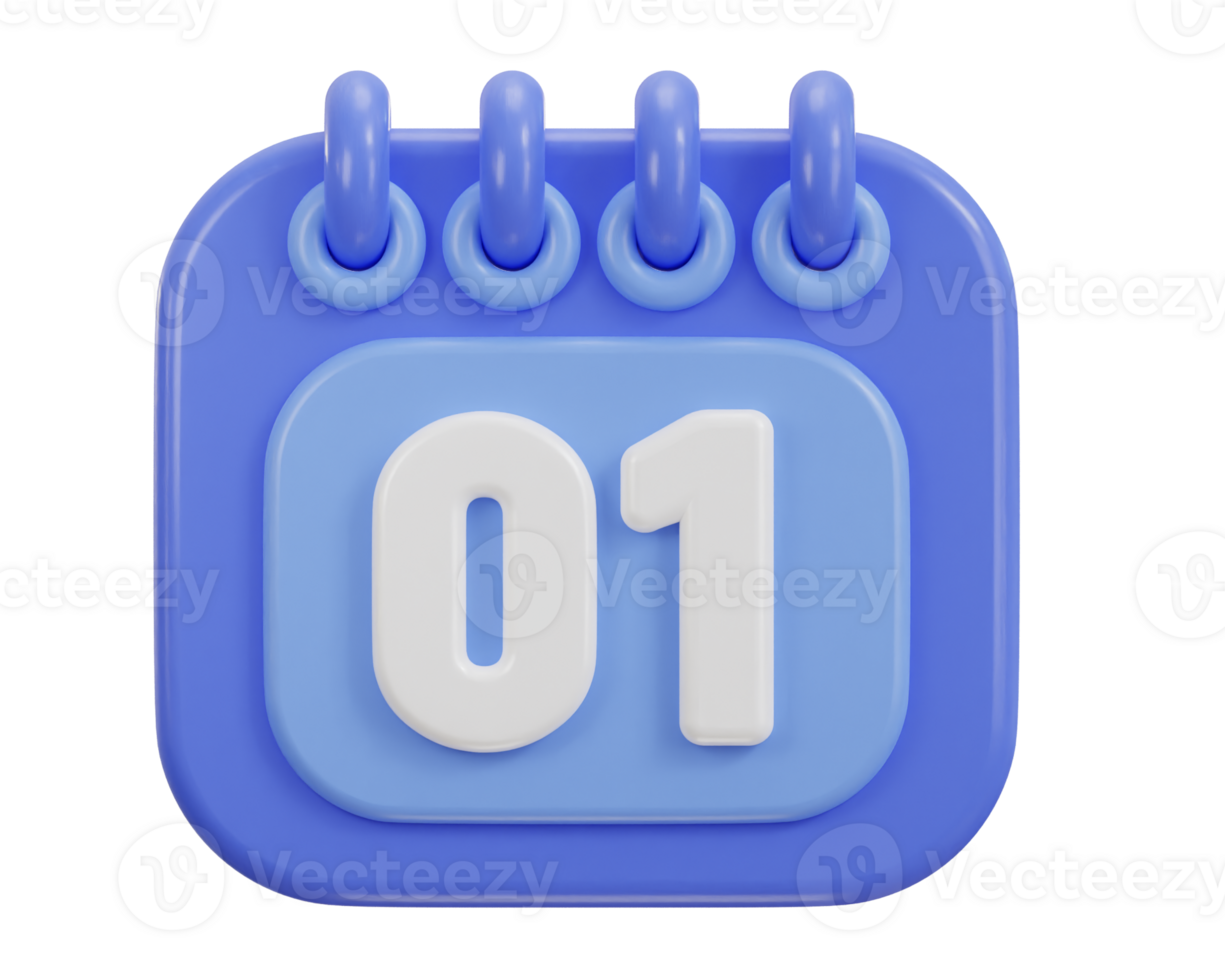 3d calendar icon design date of 1 png