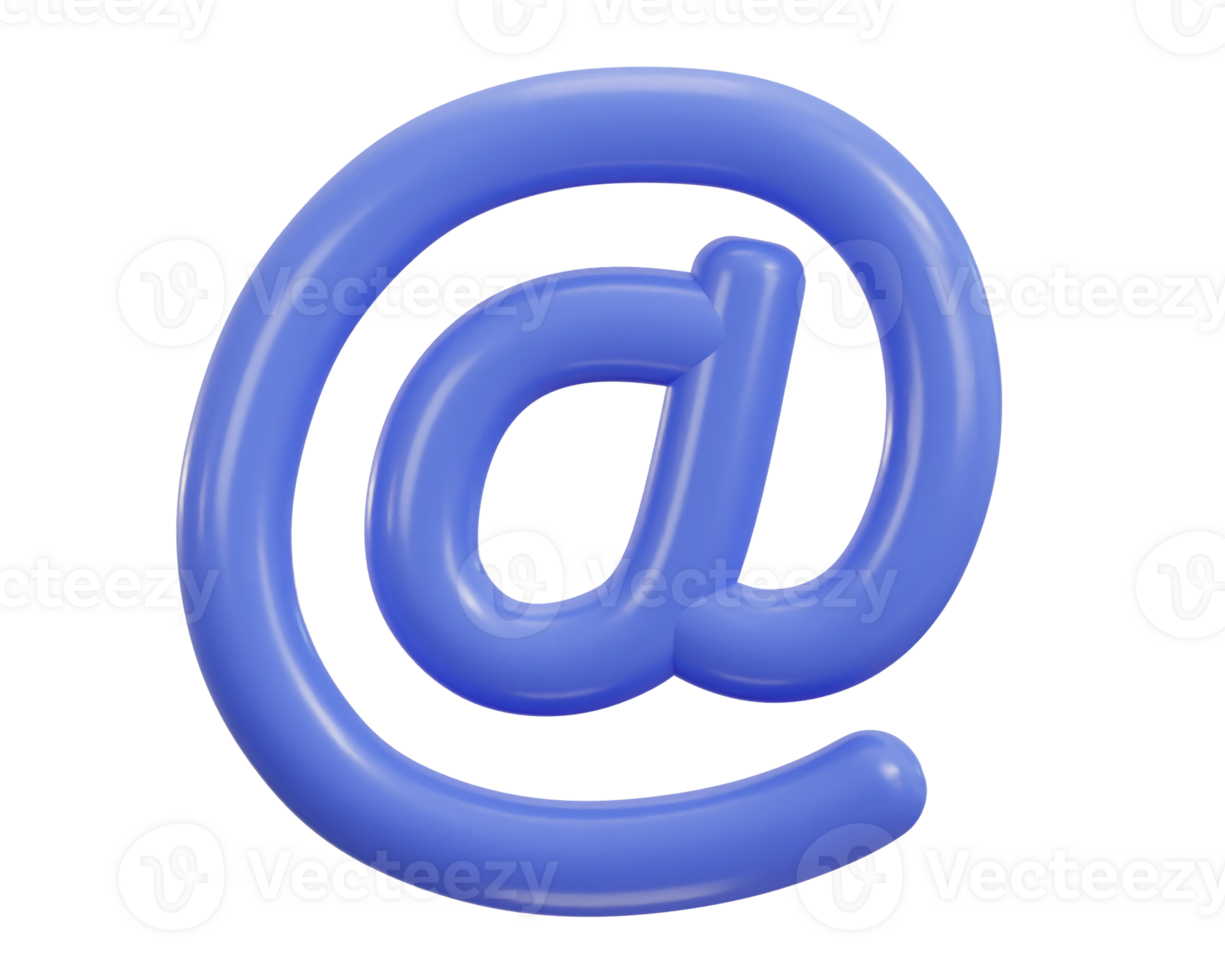 email icon on at the rate sign 3d render png