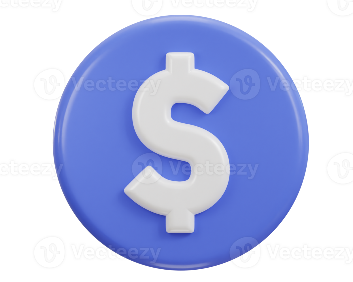dollar icon with circle button 3d rendering icon illustration png