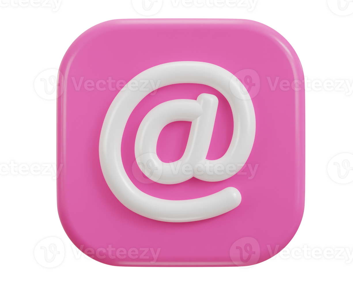 3d email icon on at the rate sign on button icon illustration png