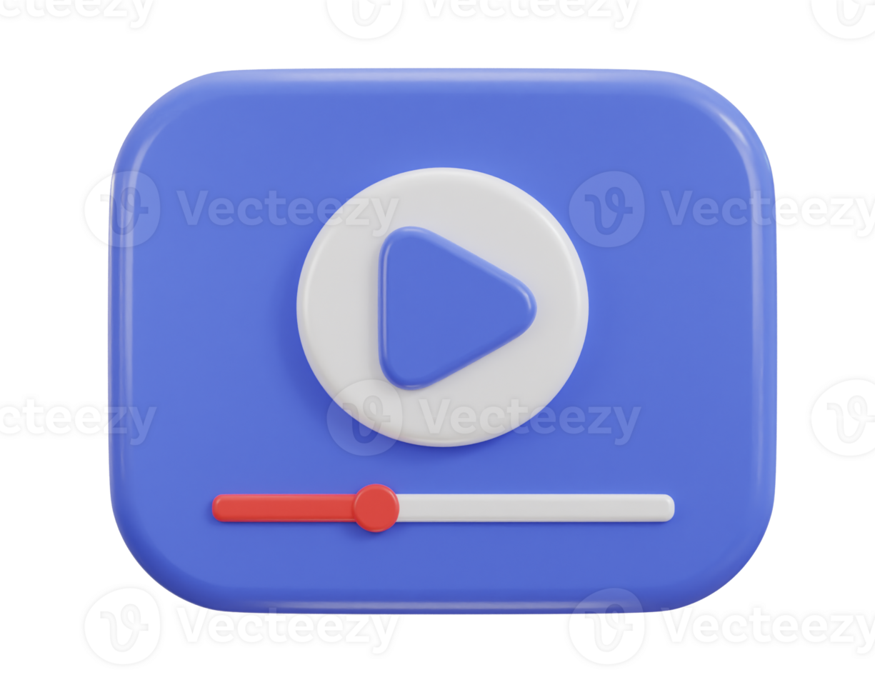 3d play button on media streaming icon png