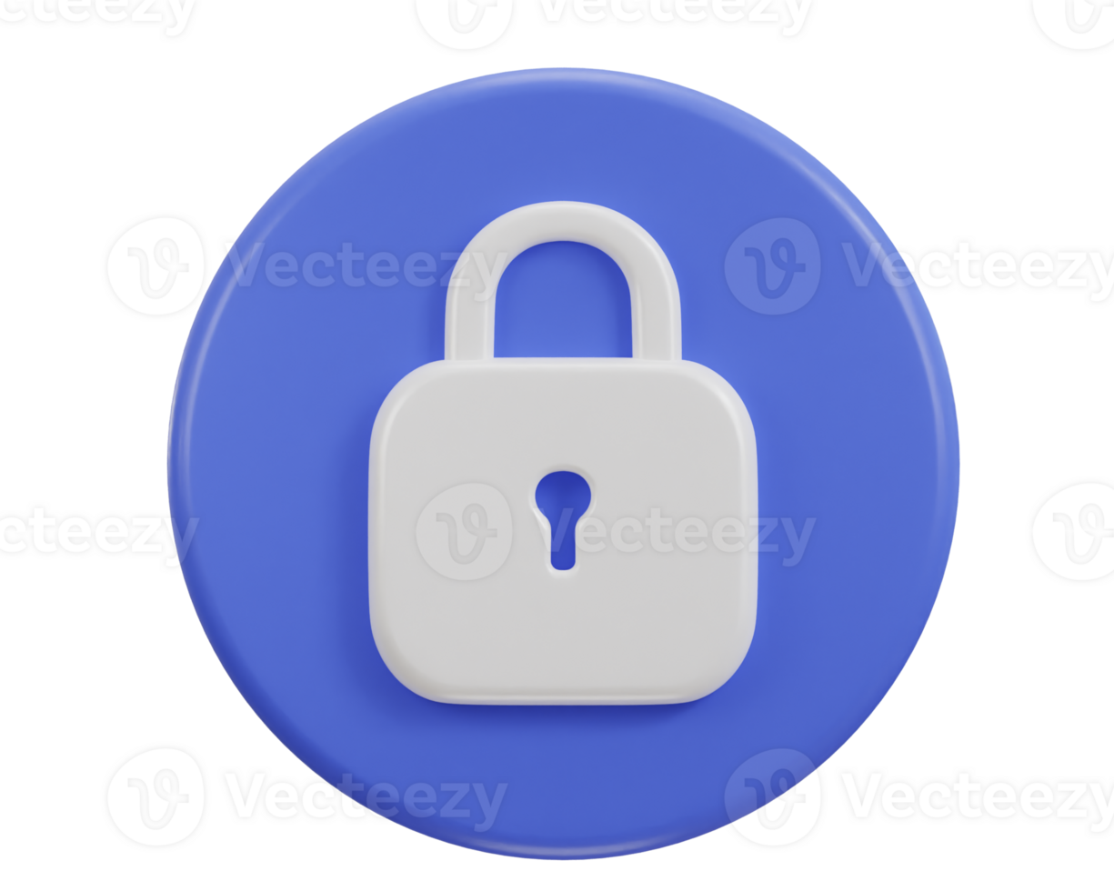 padlock icon 3d rendering illustration png