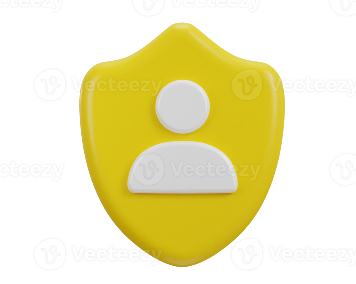 3d user security icon with protect shield icon isolated background png