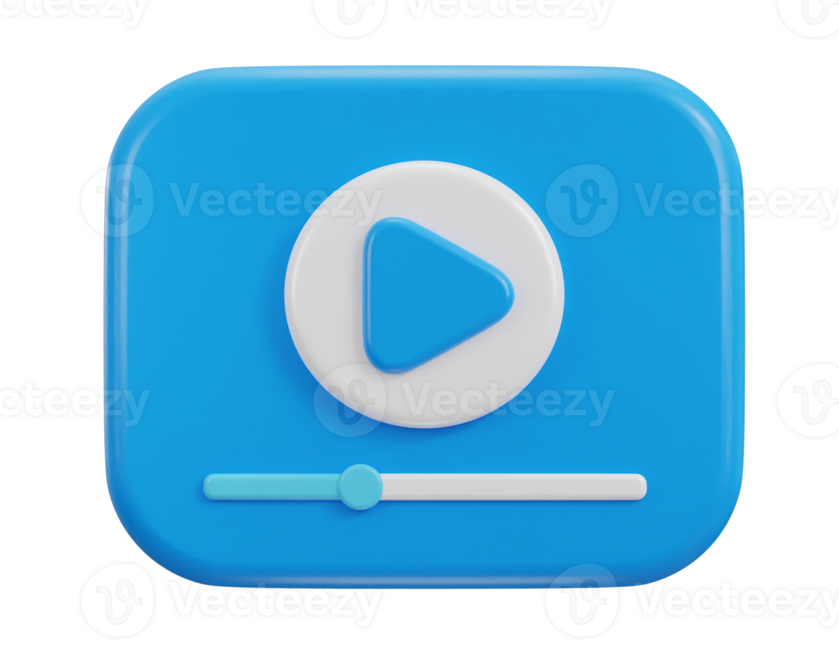 3d play button on media streaming icon png