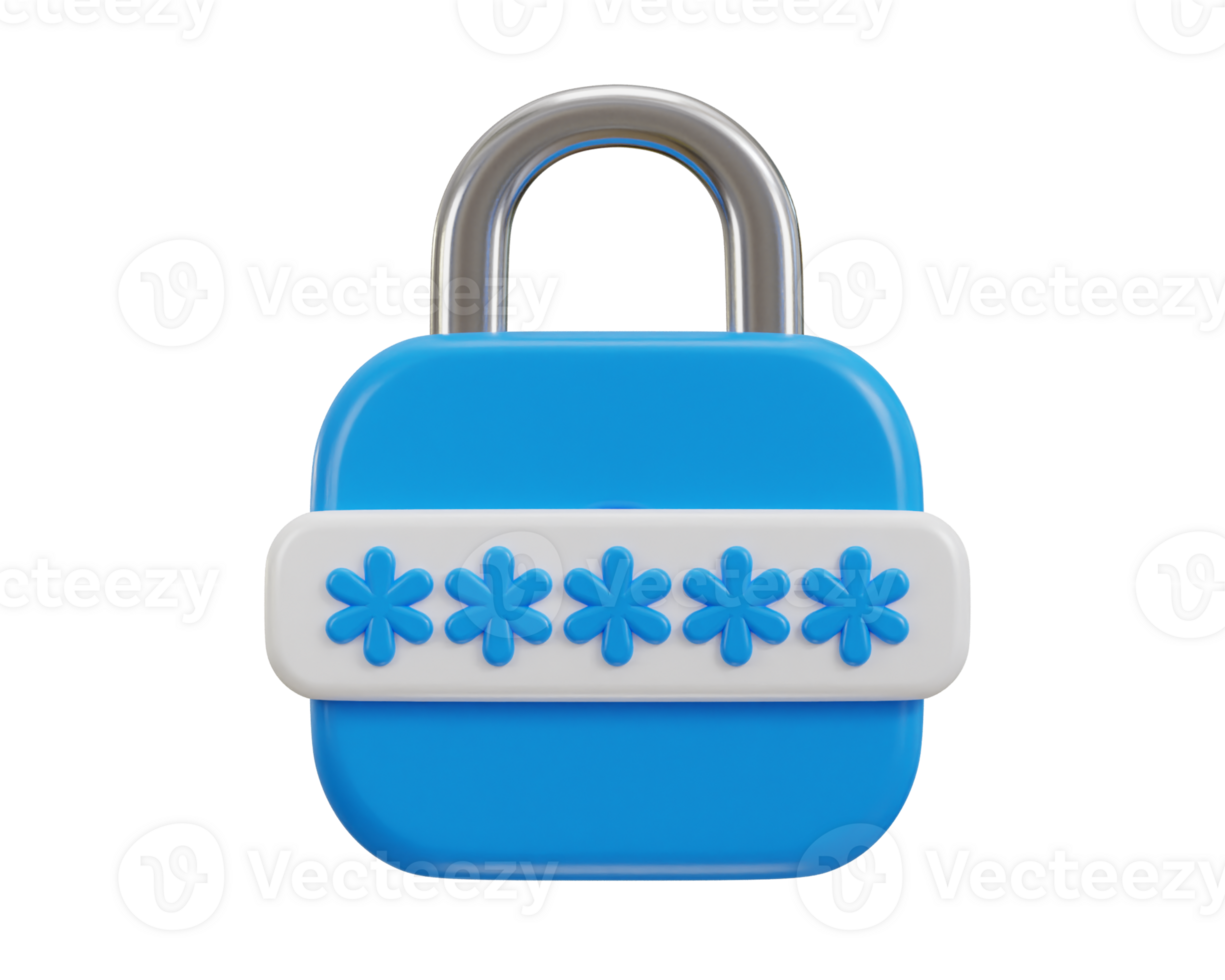 padlock with password icon 3d pin code password icon 3d render png