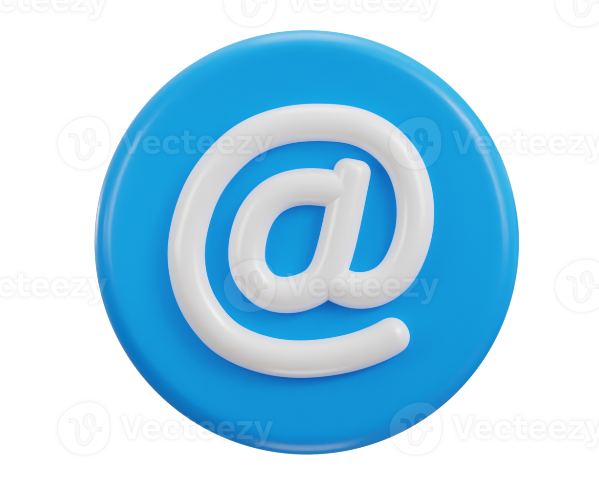 3d email icon on at the rate sign on button icon illustration png