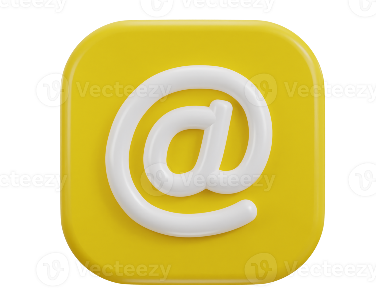 3d email icon on at the rate sign on button icon illustration png