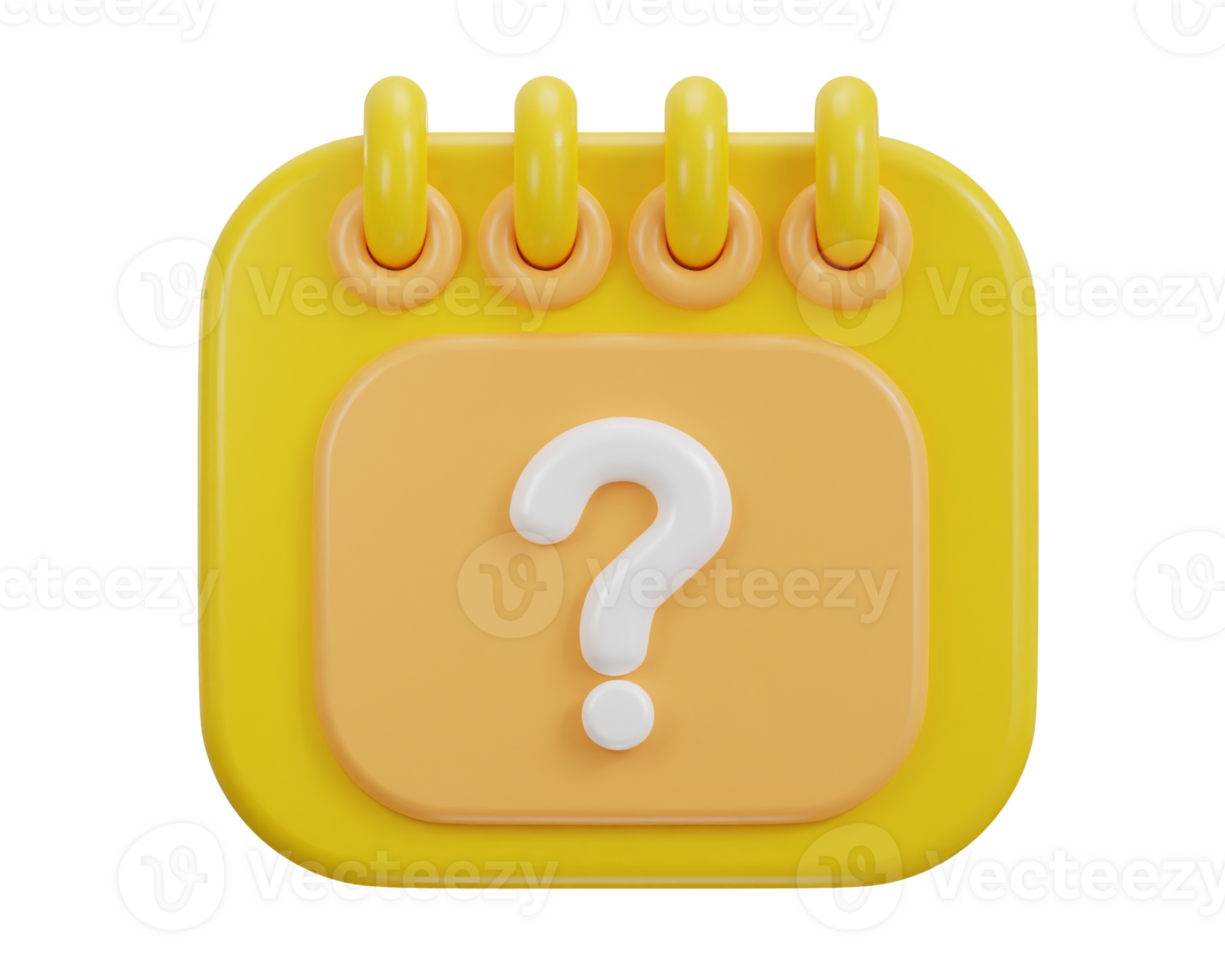 3d calendar with question mark date schedule problem icon png