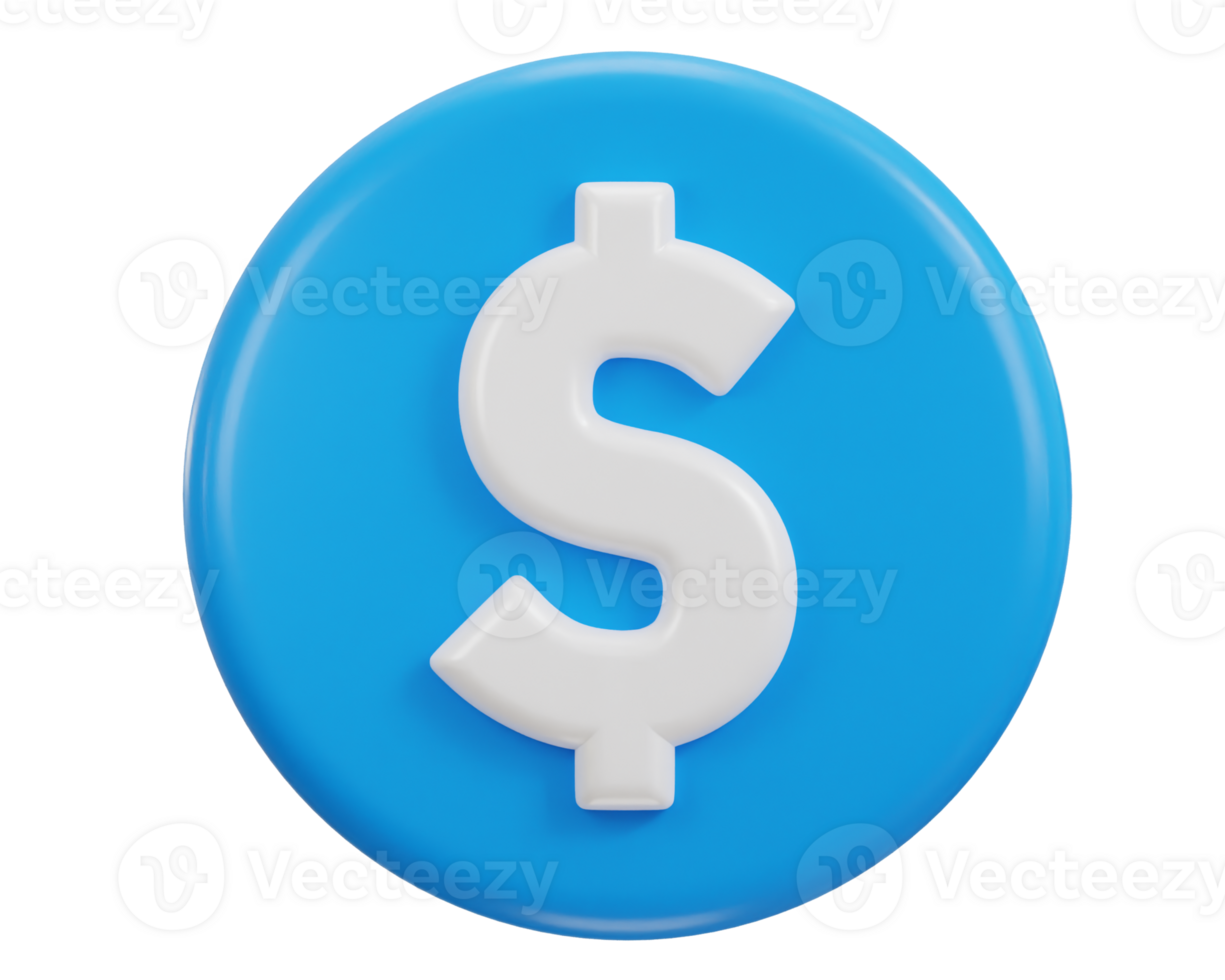 dollar icon with circle button 3d rendering icon illustration png