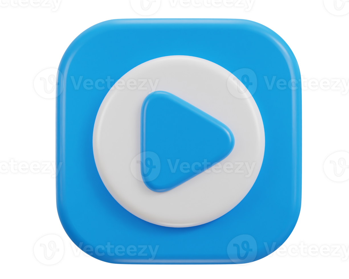 3d play button icon illustration png