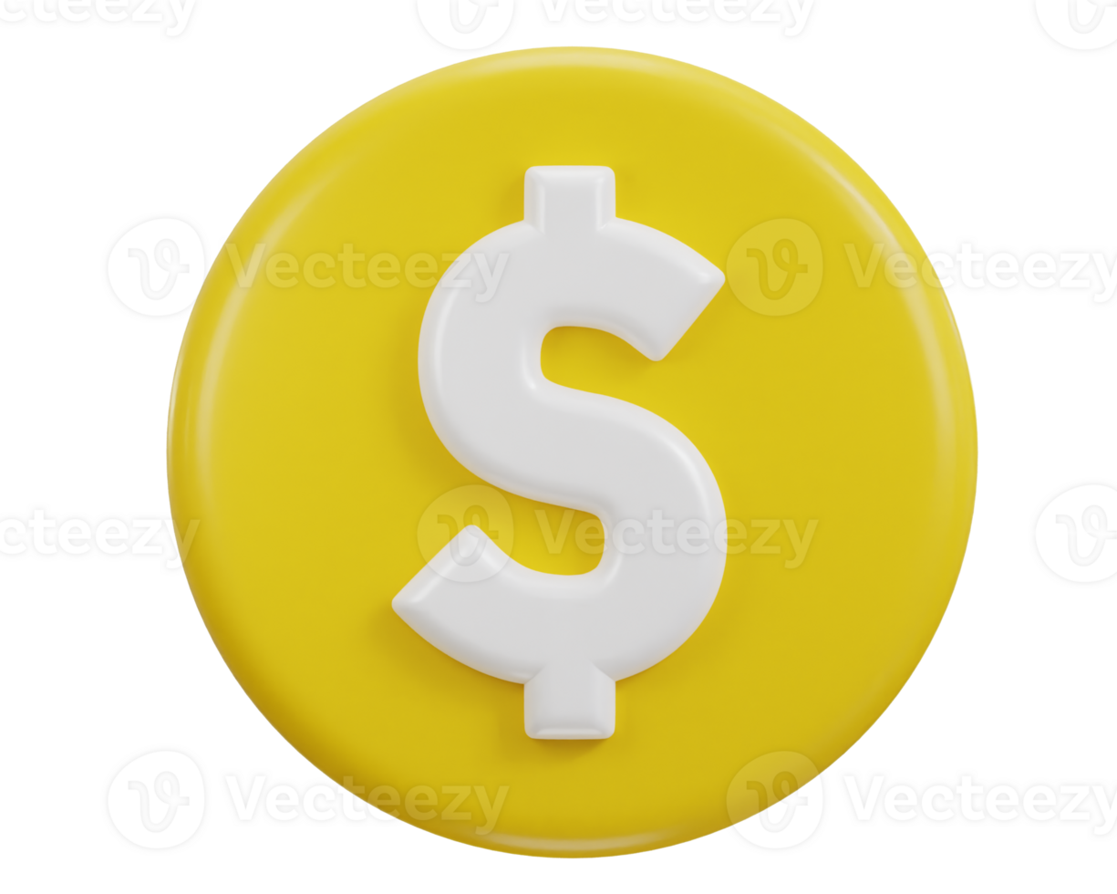 dollar icon with circle button 3d rendering icon illustration png