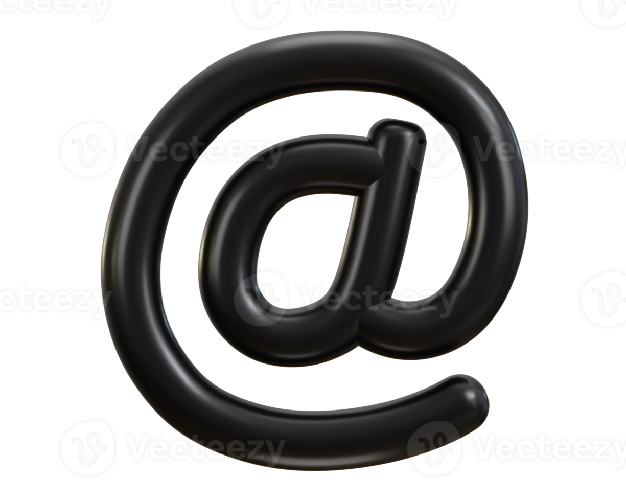 email icon on at the rate sign 3d render png