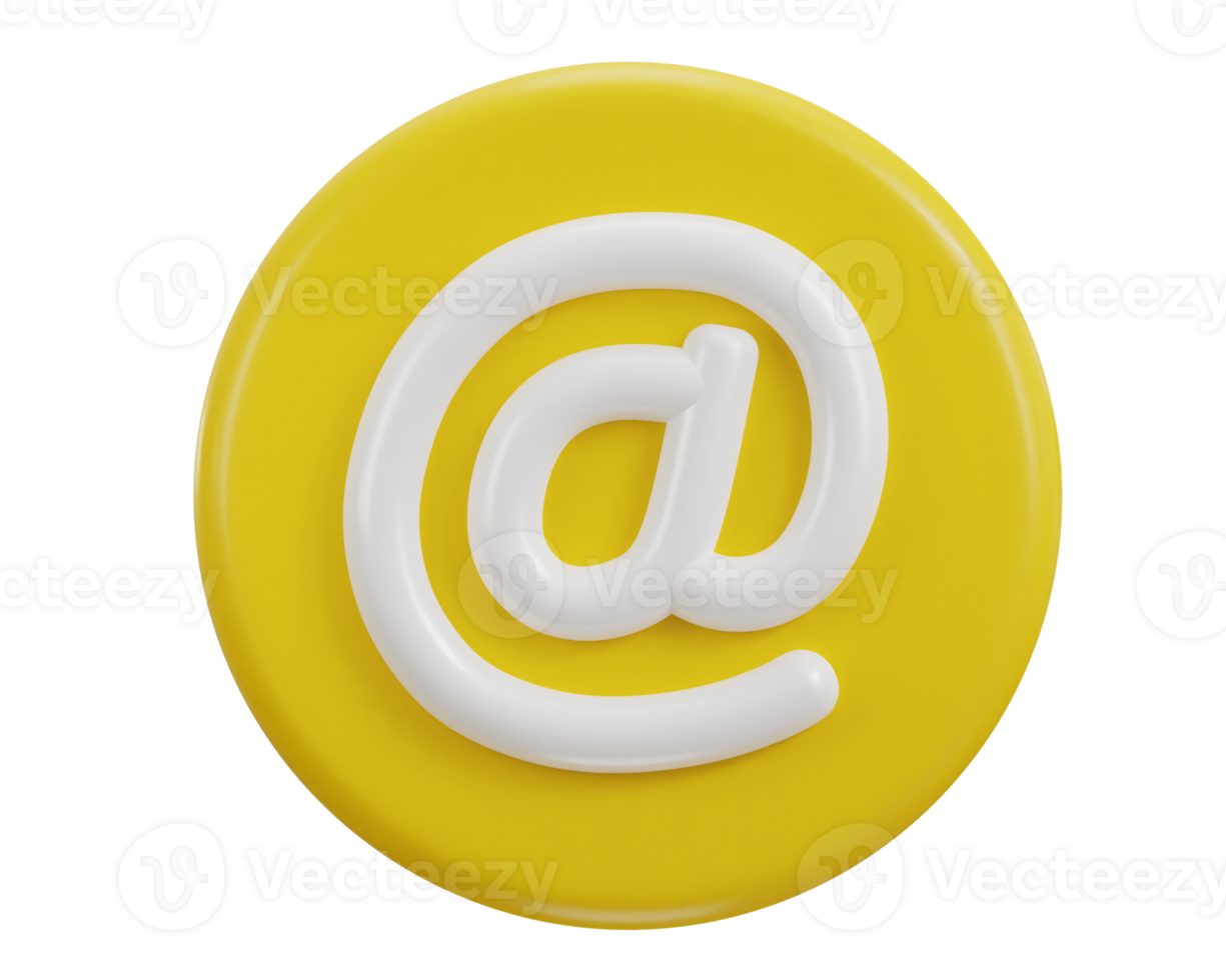 3d email icon on at the rate sign on button icon illustration png