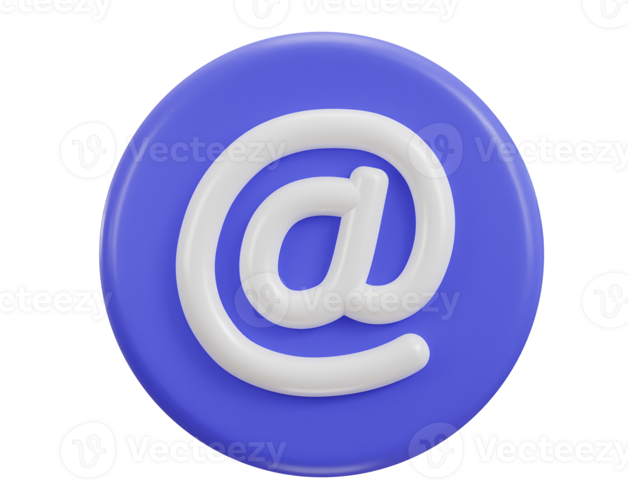 email icon on at the rate sign 3d render png