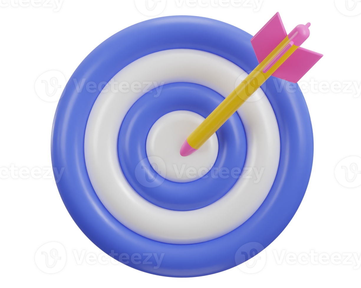 3d dart board for target with bullseye arrow icon png