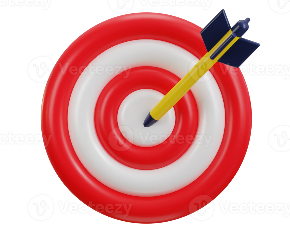 3d dart board for target with bullseye arrow icon png