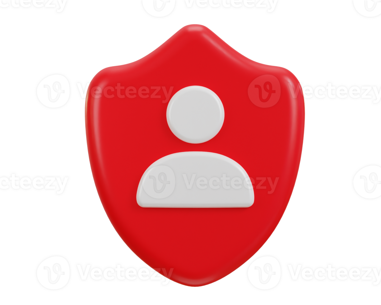 3d user security icon with protect shield icon isolated background png