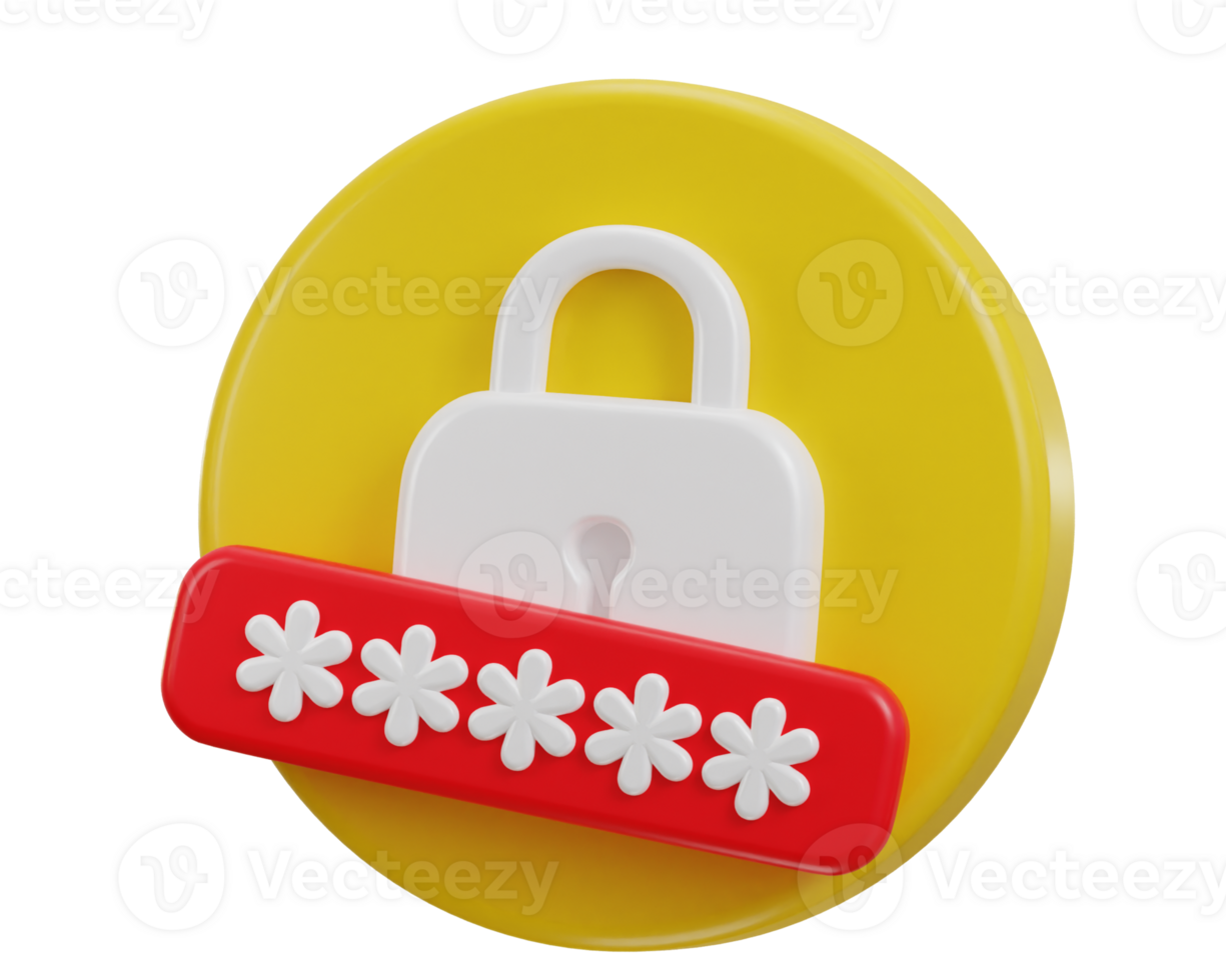 3d padlock with security shield password secure icon illustration png