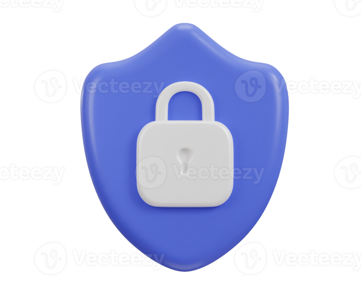 3d shield with padlock icon security data safety encryption protection privacy concept icon png