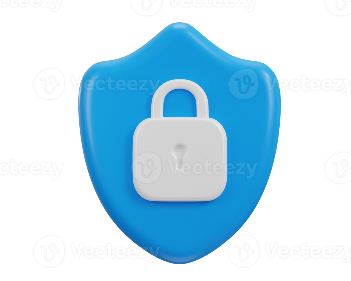 3d shield with padlock icon security data safety encryption protection privacy concept icon png