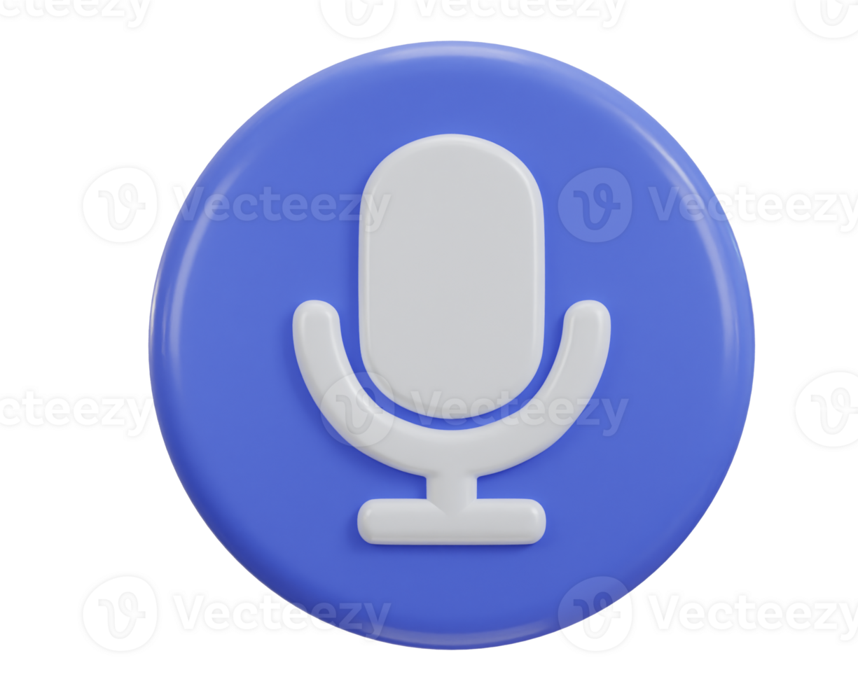 3d podcast microphone icon with button icon illustration png